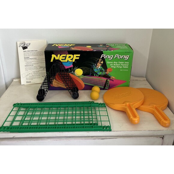 VINTAGE 1992 For Nerf Ping Pong Game Used Good Condition With Box Has Everything - Picture 2 of 7